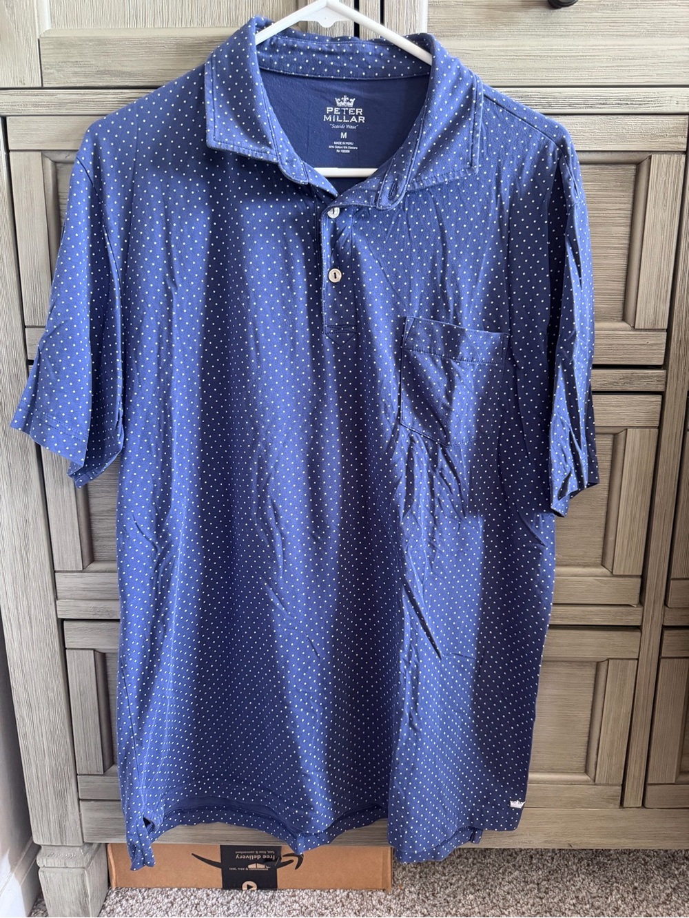 Peter Millar Blue Microdot Short Sleeve Polo